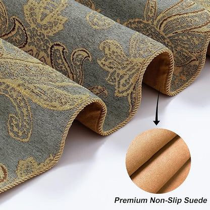 Loom and Mill Luxury Chenille Damask Table Runner 72 inches Long, 13x72 inch - Image 4