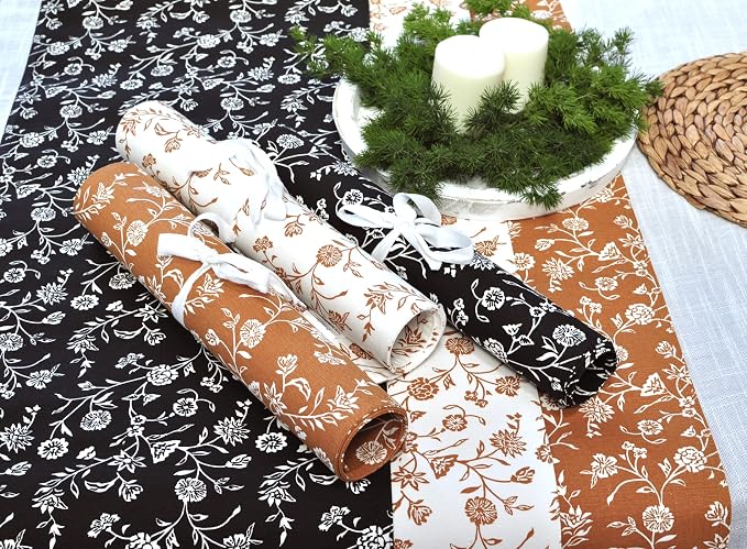 Table Runner 48 inches Long Floral Vintage Flowers Botanical Design Rustic - Image 9
