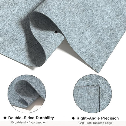 DOLOPL Placemats Set of 4, Reversible Wipeable & Heat Resistant Place Mats, Modern Faux Leather Table Mats for Kitchen, Neutral Waterproof Tablemats for Dining Table Decor, Wedding, Party(Dusty Blue)
