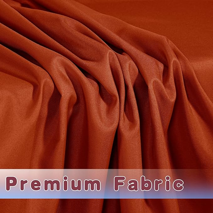 HolidayIdeas 8ft Fitted Table Covers for Home Gathering, 30 x 96 Inch, 2 Pack Rectangle Tableclothes Polyester Fabric Table Covers for Thanksgiving Decor, Parties, Holiday Dinner, Trade Show,Rust
