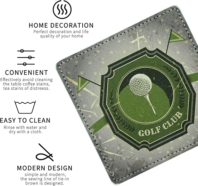 Marble Coasters Square Leather Drinks Coaster Set - Image 3