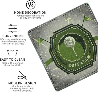 Marble Coasters Square Leather Drinks Coaster Set - Image 3