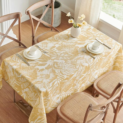 jinchan Yellow Tropical Floral Linen Rectangle Table Cloth 50x70 | Bright - Image 2