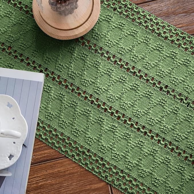 Macrame Table Runner Green Boho Table Runners - Image 7
