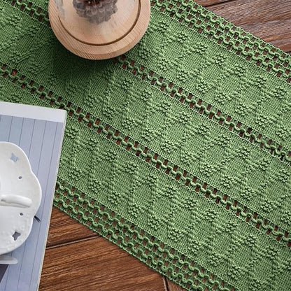Macrame Table Runner Green Boho Table Runners - Image 7