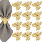 ALPHA Living HOME 12 Pcs Decorative Bee Napkin Rings - Metal Napkin Rings Table Decor Napkin Ring, Dining Cloth Napkin Holder, Farmhouse Napkin Ring, Modern Napkin Holders (Gold)