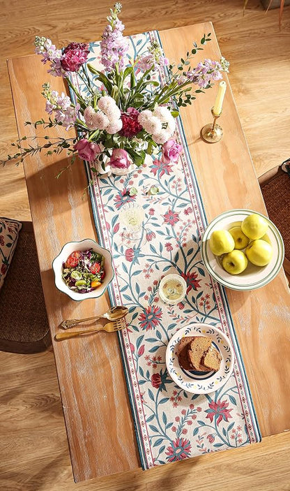 bilingaier Farmhouse Berry Red Floral Small Table Runner - Image 8