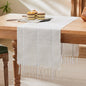 Braided Farmhouse Table Runner, Braided Light Grey 13x36 Inch, Cotton Linen by Unknown