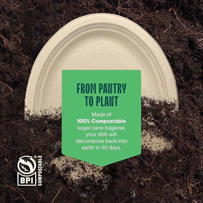 100% Compostable Oval Paper Plates Elegant Disposable Dinner Platter Heavy-Duty - Image 6