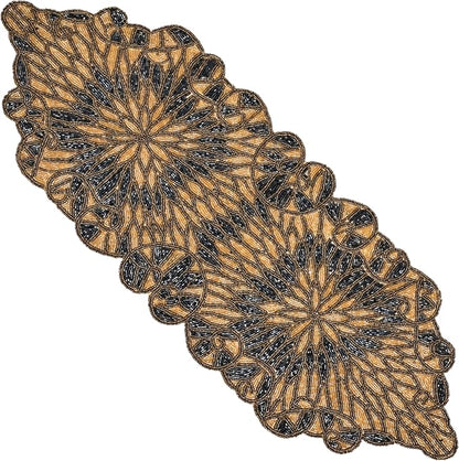 Beaded Table Runner, Handcrafted Glass & Polyester | Glass beads, polyester & - Image 9