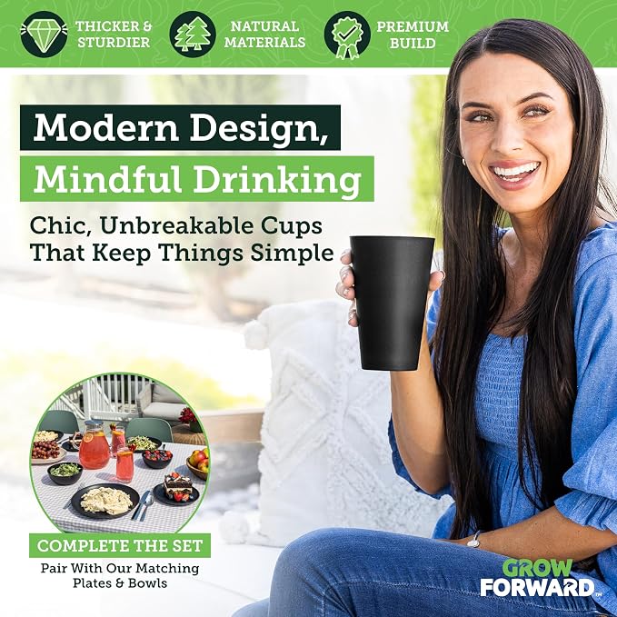 Grow Forward Premium Wheat Straw Cups - 20 oz Unbreakable BPA Free Hard Plastic - Image 5