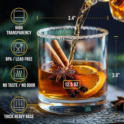 Bravario Unbreakable Whiskey Glasses, Plastic Rocks Glasses — 12.5 oz Clear - Image 3