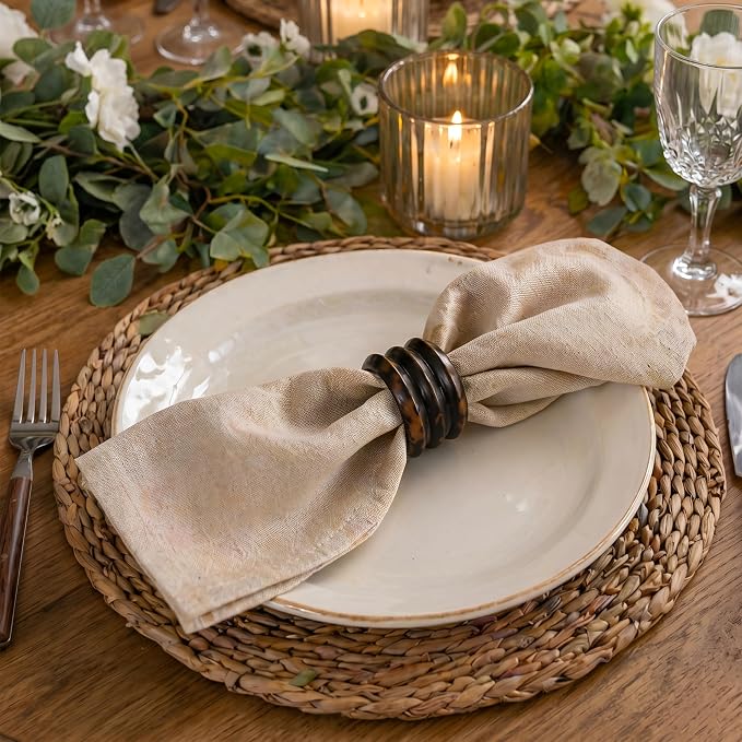 Handcrafted Wooden Napkin Rings Set of 12, Hardwood Dinner Napkin Holders - Image 6