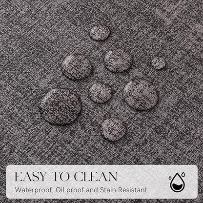 MOSAYT Placemats Set of 4, Heat Resistant Vinyl Place Mats with Coasters, Waterproof Wipeable Washable Faux Leather Table Mats for Kitchen Dining Party Indoor Outdoor, 12" x 17", Dark Light Grey