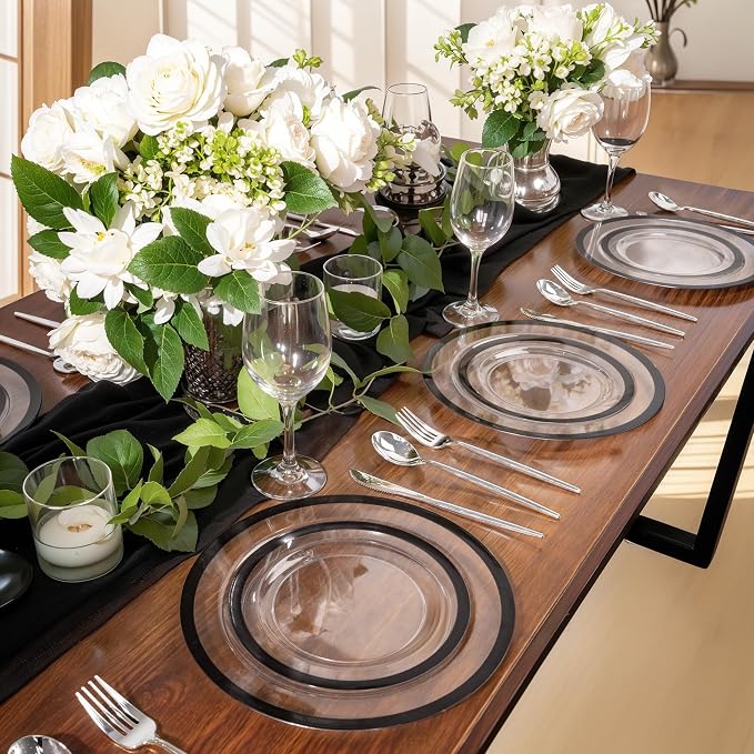U-QE 120pcs Black Plates Disposable - Image 8