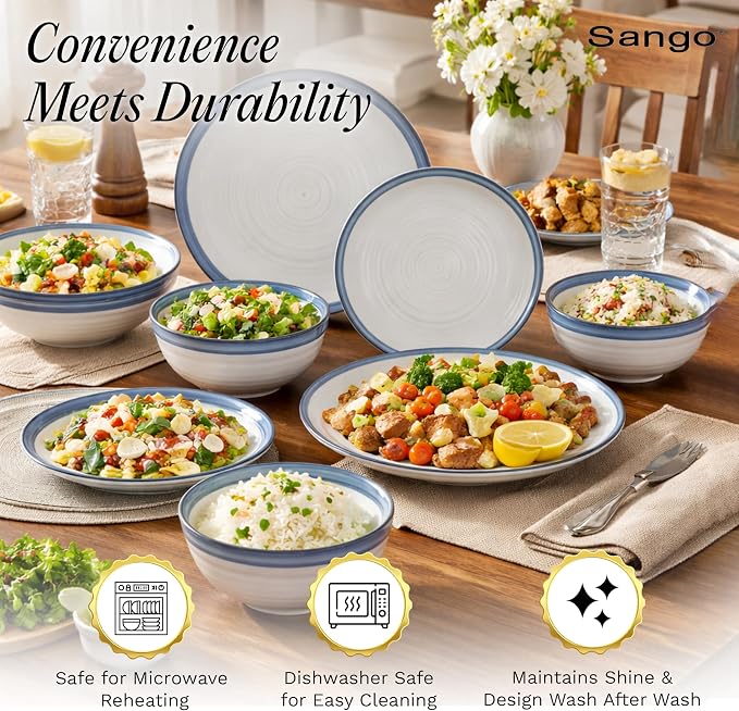 Sango Siterra Santorini 16-Piece Stoneware Dinnerware Set - Image 4