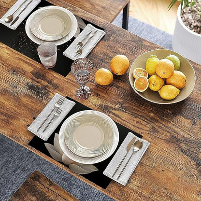 Placemats Set of 6 Lotus Flower Place Mats Washable Kitchen Dining Linen Table Mats Stain Heat, for Home Party Indoor 12x18 in