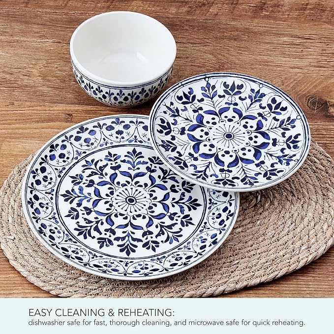 Pfaltzgraff Medallion Radiance 12 Piece Stoneware Dinnerware Plate Bowl Dish Set - Image 5