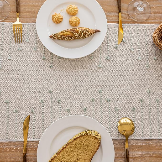 Joyfol Day Boho Table Runner, Farmhouse Stripe Cotton Table Runners - Image 4