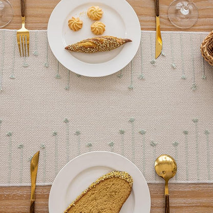 Joyfol Day Boho Table Runner, Farmhouse Stripe Cotton Table Runners - Image 4