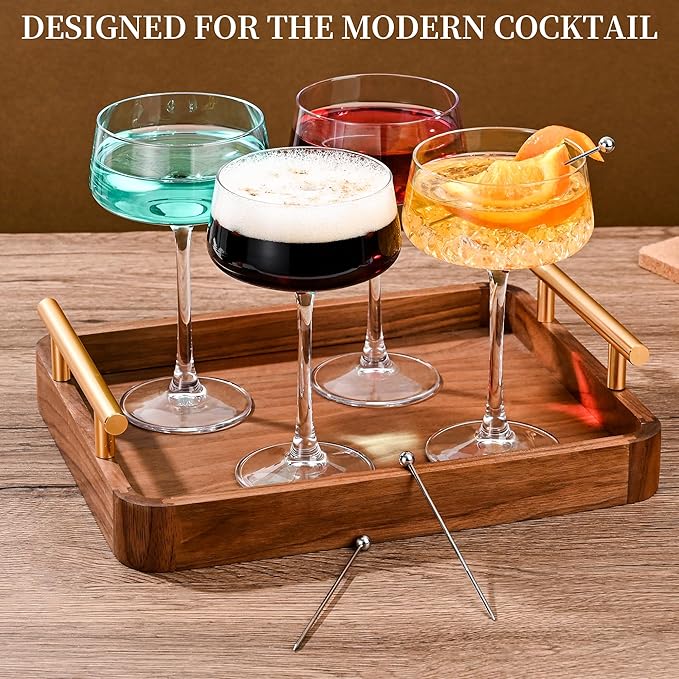 KMIGRUAN Martini Glasses Set of 6, 9oz Coupe Glasses, Hand Blown Crystal - Image 3
