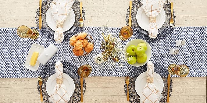 DII Woven Basics Collection 100% Cotton Knit Table Runner, Nautical Blue - Image 5