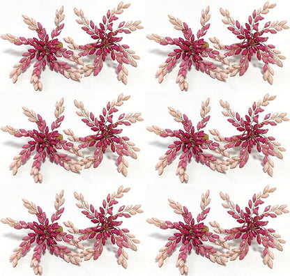 Pink Gold Beaded Napkin Ring - Set of 12 - Beautiful Leaves Design Perfect for Dinner Table Décor/Farmhouse/Mothers Day/Christmas/New Year Party/Easter/Family Gathering/Halloween & Everyday Use