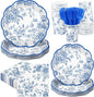 Kochorie 144 Pieces Blue Floral Paper Plates and Napkins Party Supplies by Kochorie