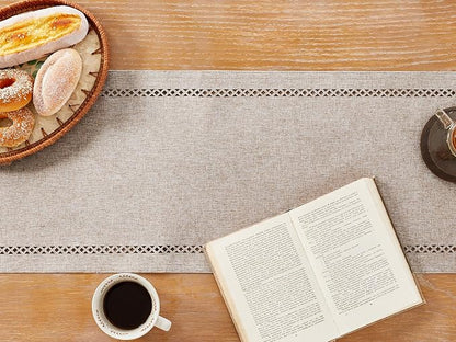 Rustic Burlap Table Runner, Coffee Table Runners 60 inches Long | Double Layer - Image 2