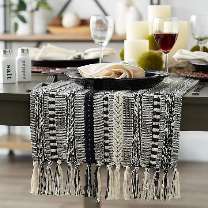 DII Farmhouse Braided Stripe Table Runner Collection - Image 4