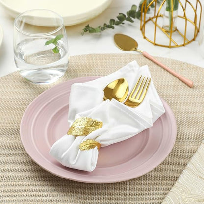 Napkin Rings Set of 24, Shiny Gold Napkin Rings, Easy Care, Solid Metal Laurel - Image 2