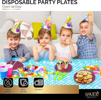 Disposable Paper Plates Burgundy, 7 Inch Paper Dessert Plates, Strong and Sturdy Disposable Plate for Party, Dinner, Holiday, Picnic, or Travel Party Plate, Pack of 50
