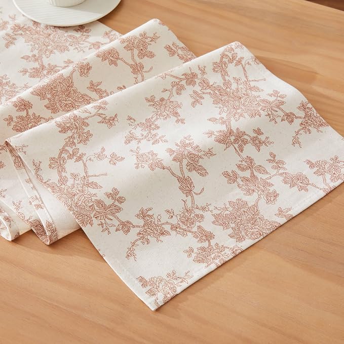 French Pastoral Farmhouse Table Runners, 13x108 Inch Terracota | 100% Organic by Unknown