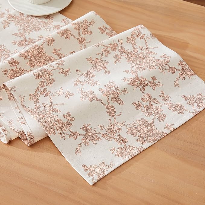 French Pastoral Farmhouse Table Runners, 13x60 Inch Terracota | 100% Organic by Unknown