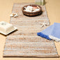 Natural Jute Table Runner, 13x36 Inch, Sky Blue-White | Vintage Boho Rustic by ChardinHome