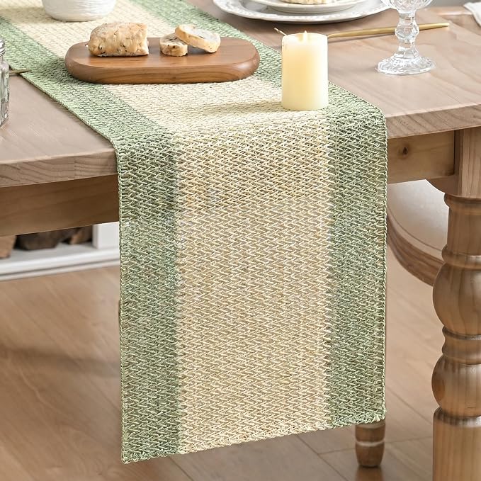 Artoid Mode Sage Green Farmhouse Rustic Paper Braided Table Runner, Seasonal by ArtoidMode