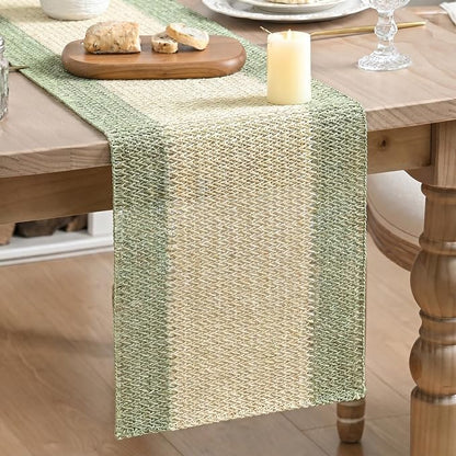 Artoid Mode Sage Green Farmhouse Rustic Paper Braided Table Runner, Seasonal by ArtoidMode