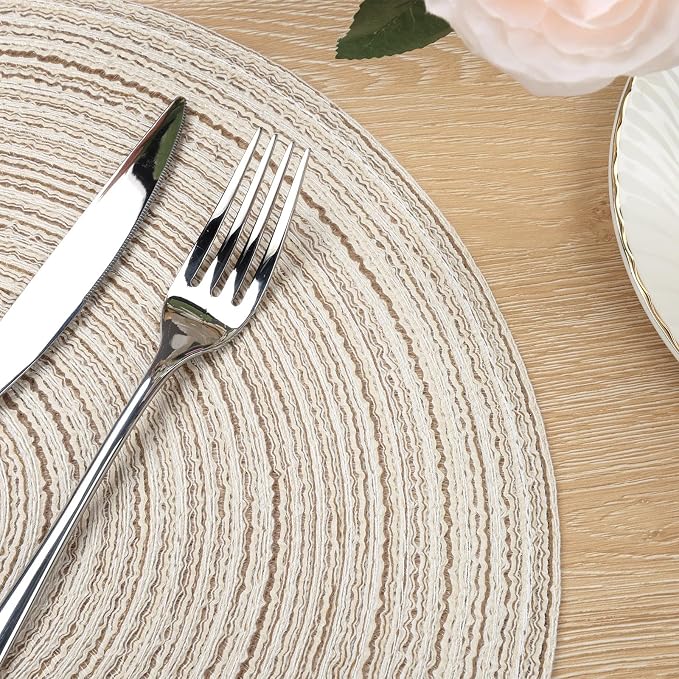 SHACOS Round Placemats Set of 6 Braided Circle Place Mat Washable 15 inch Table - Image 8
