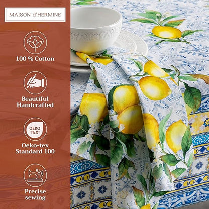 Maison d' Hermine Cloth Napkins Set of 4 100% Cotton Everyday Reusable Square Napkins Cloth Washable Dinner Party Wedding Restaurant Valentines Day Decorations Spring/Summer (Citrus, 20" x 20")