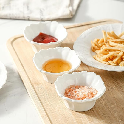 UIBFCWN 3.3oz White Dipping Bowl Set of 10, 3.7inch Ceramic Soy Sauce Dishes, Small Pinch Bowls for Condiment Sushi Olive Oil Ketchup, Dipping Sauce Cups/Bowls/Dishes for Kitchen