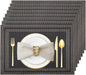 Black Gold Vinyl Placemats Set of 8, Heat Resistant Table Placemats | 18x12 by Uolr