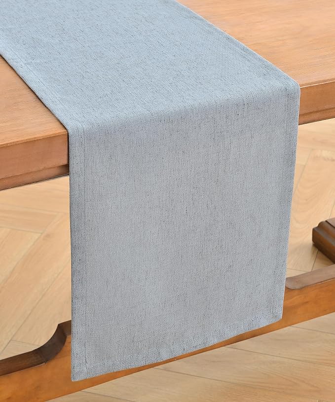 Wracra Linen Table Runner, Burlap Dusty Blue Table Runners 48 Inches Long | - Image 7