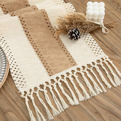 Boho Brown Table Runner, 12x108 Inches | by Counfeisly