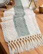 Pureegg Boho Table Runner 12 x 72 Inch, Sage Green, Woven Tassel Design | by Pureegg