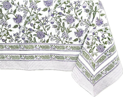 ATOSII Mahoka 100% Cotton Square Fall Tablecloth, Handblock Floral Linen Table Cloth for Kitchen Dining Table I Parties Wedding Christmas Thanksgiving I Fall Home Decor 60 X 60 Inches I 4 Seater
