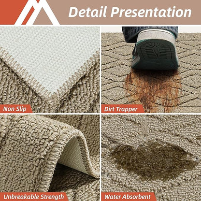 COSY HOMEER-Kitchen-Rugs-and-Mats 20"x48" Non Slip Kitchen Mats for Floor Absorbent Washable Kitchen Runner Standing Floor Mat for Sink Mat,Entry,Laundry,Polypropylene,Beige