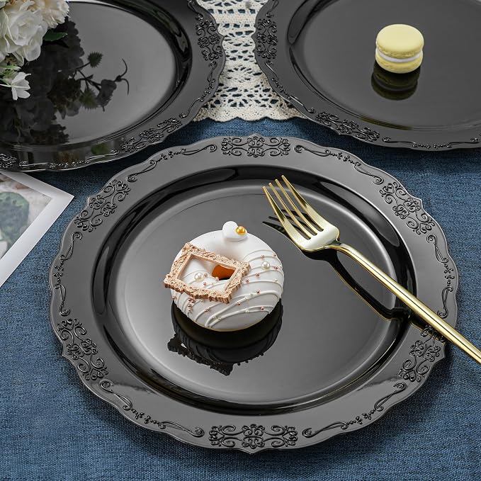 100 Pcs Black Plastic Plates for Party 10.25" Dinner Disposable Plates | 100 - Image 5