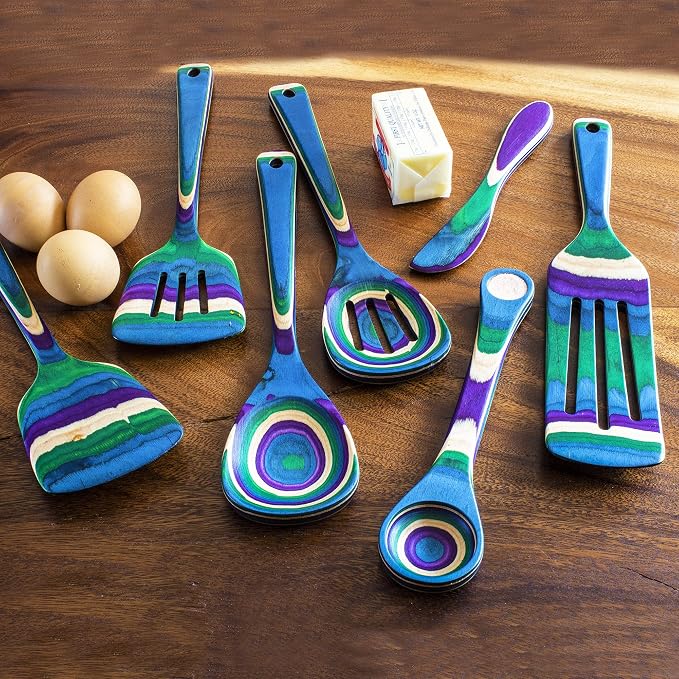 Baltique Mumbai Collection 7 Piece Cooking Utensil Set, Safe - Image 3