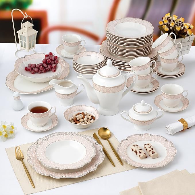Joseph Sedgh Collection Sandra Bone China Dinnerware Set, 57-Piece | Service - Image 7