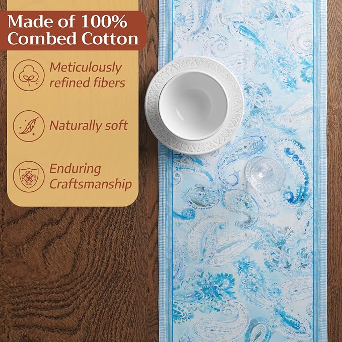Maison d' Hermine Table Runner 100% Combed Cotton 14.5"x108" | Table Runners - Image 4